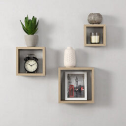 Spot On Dealz Cali Wall Floating Cube Box Shelf/shelves Set Of 3 Wall Hanging Display Shelving Unit-Oak - thumbnail 2
