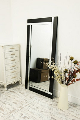 Mirroroutlet Aston  Black All Glass Full Length Mirror 174 X 85 Cm - image 1