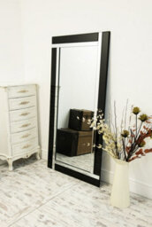 Mirroroutlet Aston  Black All Glass Full Length Mirror 174 X 85 Cm