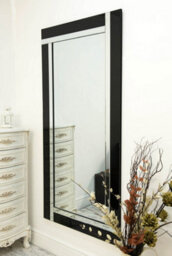 Mirroroutlet Aston  Black All Glass Full Length Mirror 174 X 85 Cm - thumbnail 2