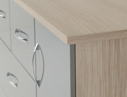 Seconique Nevada 5 Drawer 1 Door Low Wardrobe Grey Gloss And Light Oak Effect Veneer - thumbnail 5