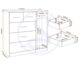 Seconique Nevada 5 Drawer 1 Door Low Wardrobe Grey Gloss And Light Oak Effect Veneer - thumbnail 6