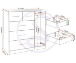 Seconique Nevada 5 Drawer 1 Door Low Wardrobe Grey Gloss And Light Oak Effect Veneer - thumbnail 8