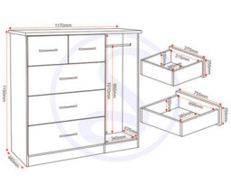 Seconique Nevada 5 Drawer 1 Door Low Wardrobe Grey Gloss And Light Oak Effect Veneer - thumbnail 9