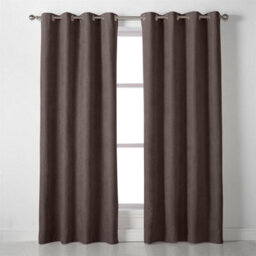 Luxury Living Velvet Chenille Eyelet Curtains Ready Made Pair Chocolate - thumbnail 3