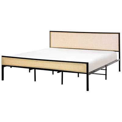 Beliani Bed Pe Rattan Avanton 180 X 200 Cm (Eu Super King) Black - image 1