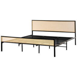 Beliani Bed Pe Rattan Avanton 180 X 200 Cm (Eu Super King) Black - thumbnail 4