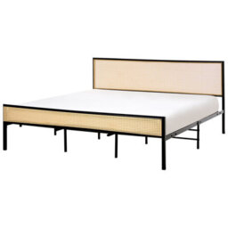 Beliani Bed Pe Rattan Avanton 180 X 200 Cm (Eu Super King) Black - thumbnail 1