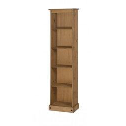 Mercers Furniture Corona Tall Narrow Bookcase Slim Large Display Storage Solid Wood Pine With Mexican Styling Wooden - thumbnail 1