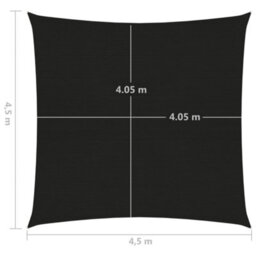 Berkfield Sunshade Sail 160 G/m2 Black 4.5X4.5 M Hdpe - thumbnail 6