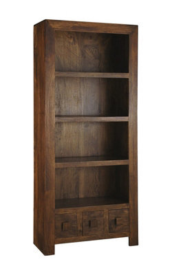 Buttercup Farm Dakota Large Bookcase - Mango Wood - L30 X W75 X H175 Cm - Dark Finish