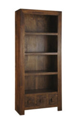 Buttercup Farm Dakota Large Bookcase - Mango Wood - L30 X W75 X H175 Cm - Dark Finish