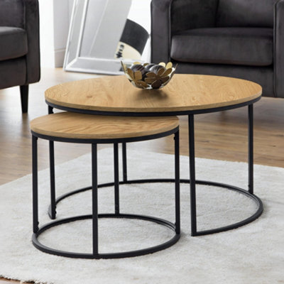 Julian Bowen Bellini Round Nesting Coffee Table - Oak - image 1