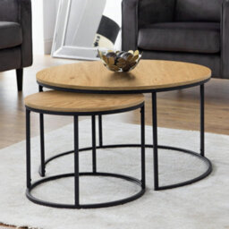 Julian Bowen Bellini Round Nesting Coffee Table - Oak - thumbnail 1