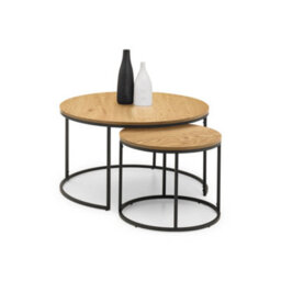 Julian Bowen Bellini Round Nesting Coffee Table - Oak - thumbnail 3