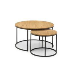 Julian Bowen Bellini Round Nesting Coffee Table - Oak - thumbnail 2