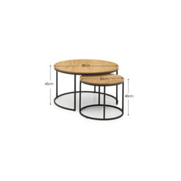Julian Bowen Bellini Round Nesting Coffee Table - Oak - thumbnail 7