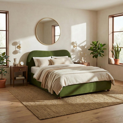 Furniturebox Uk Mabel Green Velvet Ottoman Double Bed Frame - image 1