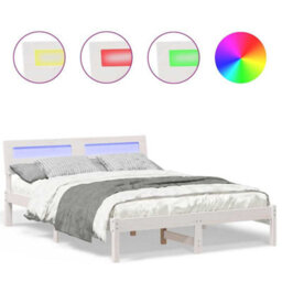 Berkfield With Led Strip Lights White 120 X 190 Cm Solid Pine Wood - thumbnail 4