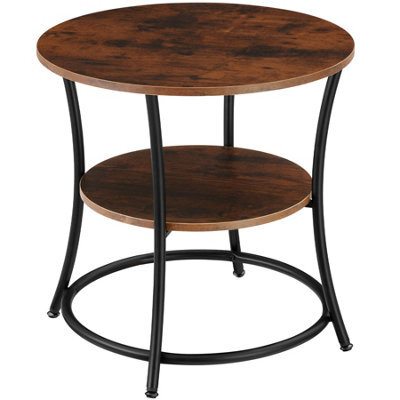 Tectake Bedside Table Saint Louis - Industrial Style, Round, With 2 Shelves, 55 X 56 Cm - Industrial Wood Dark, Rustic - image 1