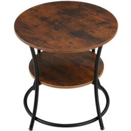 Tectake Bedside Table Saint Louis - Industrial Style, Round, With 2 Shelves, 55 X 56 Cm - Industrial Wood Dark, Rustic - thumbnail 2