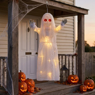 Garden Greatness Hanging Light Up Haunted Ghost Girl - image 1