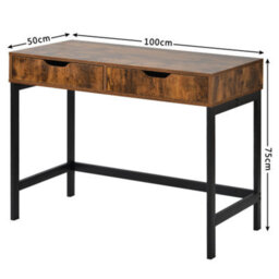 Btm Computer Desk Dressing Table With Two Drawers Work Table Home Office Table Industrial - thumbnail 2