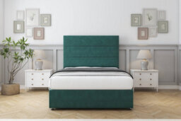 "Sloomy Texas Emerald Plush Divan Bed Base 2 Drawers Same Side With 54"" Floor Standing Headboard 4'6 Double" - thumbnail 2