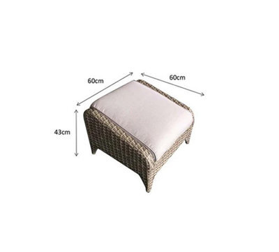 Signature Weave Sarah Wicker Ottoman Footstool Seat Furniture Beige & Cushion - image 1