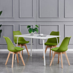 MCC Direct Set Of 4 Dining Chairs With Solid Wooden Legs And Seat Cushion Pads In Green - Eva By Mcc