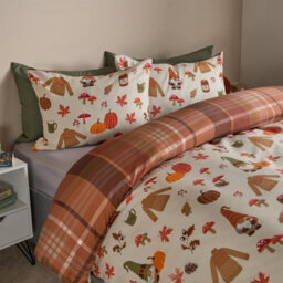 Ohs Autumn Gonk Reversible Check Duvet Cover Set With Pillowcase, Single - thumbnail 3