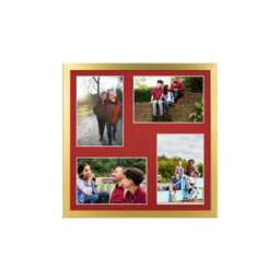 AK Frames 12X12 Gold Sleek Multi Photo Frame With Crimson Mount - Holds 4 Apertures (4X) 6X4 Photos