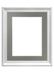 Frames By Post Shabby Chic White Frame With Dark Grey Mount For Image Size 14 X 11 Inch - thumbnail 1
