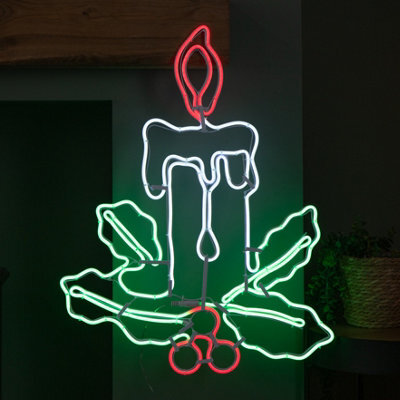 Samuel Alexander 72Cm Light Up Neon Flex Effect Christmas Candle Decoration With Multi-Coloured Leds - image 1