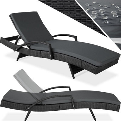 Tectake Océane Aluminum Rattan Sun Lounger - Black - image 1