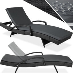 Tectake Océane Aluminum Rattan Sun Lounger - Black - thumbnail 1