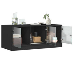 Walplus Coffee Table With Glass Doors Black 102X50X42 Cm - thumbnail 5