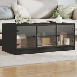Walplus Coffee Table With Glass Doors Black 102X50X42 Cm - thumbnail 1