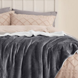 Ameha Grey Sherpa Blanket Soft Plush Skin-Friendly Fleece Throw Thick And Cozy For Sofa Bed And Travel Single 150X200 Cm - thumbnail 7