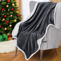 Ameha Grey Sherpa Blanket Soft Plush Skin-Friendly Fleece Throw Thick And Cozy For Sofa Bed And Travel Single 150X200 Cm - thumbnail 1