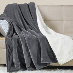 Ameha Grey Sherpa Blanket Soft Plush Skin-Friendly Fleece Throw Thick And Cozy For Sofa Bed And Travel Single 150X200 Cm - thumbnail 3