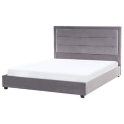 Beliani Bed Velvet Rouen 160 X 200 Cm (Eu King Size) Dark Grey - thumbnail 1