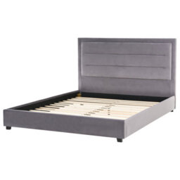 Beliani Bed Velvet Rouen 160 X 200 Cm (Eu King Size) Dark Grey - thumbnail 6