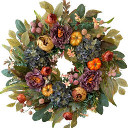 Amorly 50Cm Harvest Front Door Wreath, Hydrangea Peony & Pumpkin Farmhouse Wreath, Thanksgiving Decor, Indoor Outdoor Home Gift - thumbnail 2