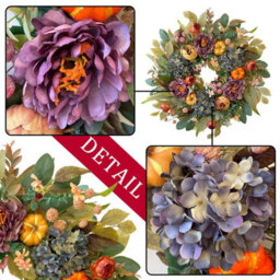 Amorly 50Cm Harvest Front Door Wreath, Hydrangea Peony & Pumpkin Farmhouse Wreath, Thanksgiving Decor, Indoor Outdoor Home Gift - thumbnail 5
