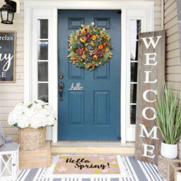Amorly 50Cm Harvest Front Door Wreath, Hydrangea Peony & Pumpkin Farmhouse Wreath, Thanksgiving Decor, Indoor Outdoor Home Gift - thumbnail 8