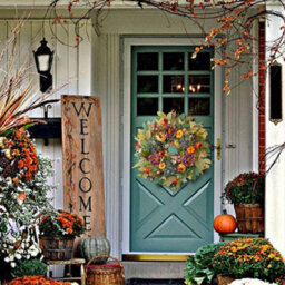 Amorly 50Cm Harvest Front Door Wreath, Hydrangea Peony & Pumpkin Farmhouse Wreath, Thanksgiving Decor, Indoor Outdoor Home Gift - thumbnail 9