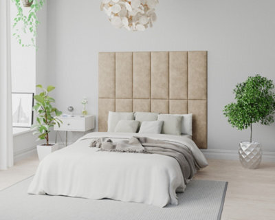 Aspire Easymount Wall Mounted Upholstered Panels, Modular Diy Headboard In Kimiyo Linen Fabric, Beige (Pack Of 2) - image 1