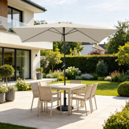 VRUC Outdoor Patio Garden Parasol Sun Shade Umbrella With Crank Handle & Tilt 2X3M Cream