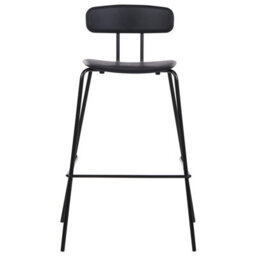 Wyld And Coco Set Of 2 Black Counter-Height Bar Stools With Synthetic Seats And Powder-Coated Iron Legs - thumbnail 1
